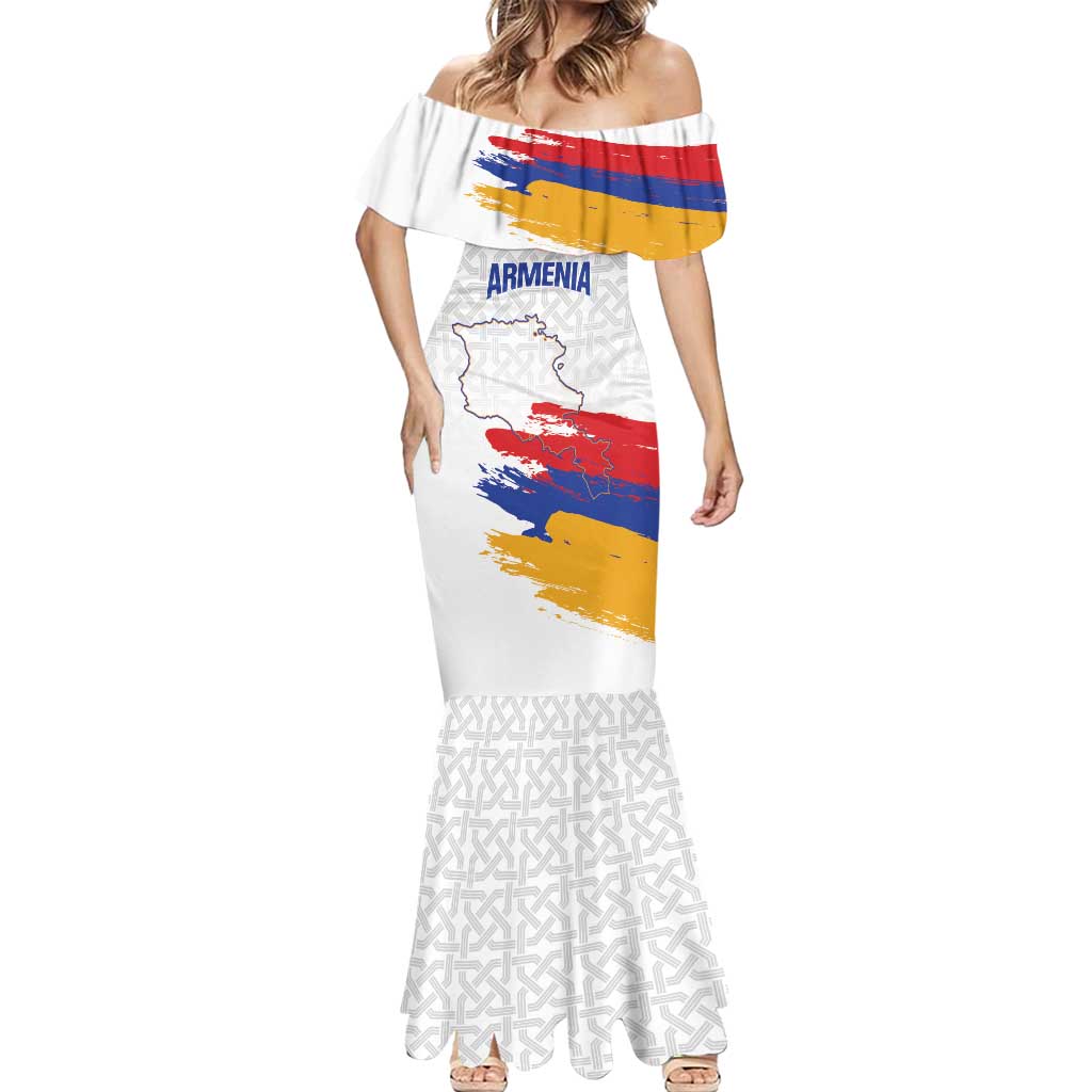 Custom Armenia Football Mermaid Dress Armenian Map Knot Pattern