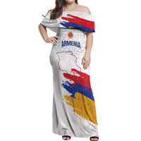 Custom Armenia Football Off Shoulder Maxi Dress Armenian Map Knot Pattern