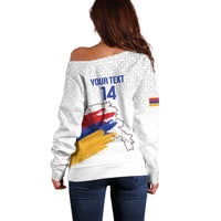 Custom Armenia Football Off Shoulder Sweater Armenian Map Knot Pattern