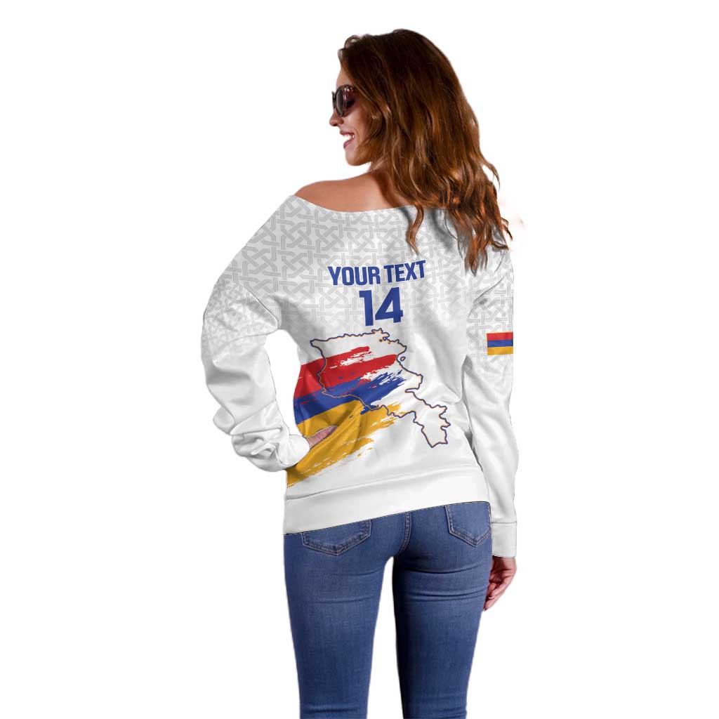 Custom Armenia Football Off Shoulder Sweater Armenian Map Knot Pattern