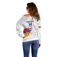 Custom Armenia Football Off Shoulder Sweater Armenian Map Knot Pattern