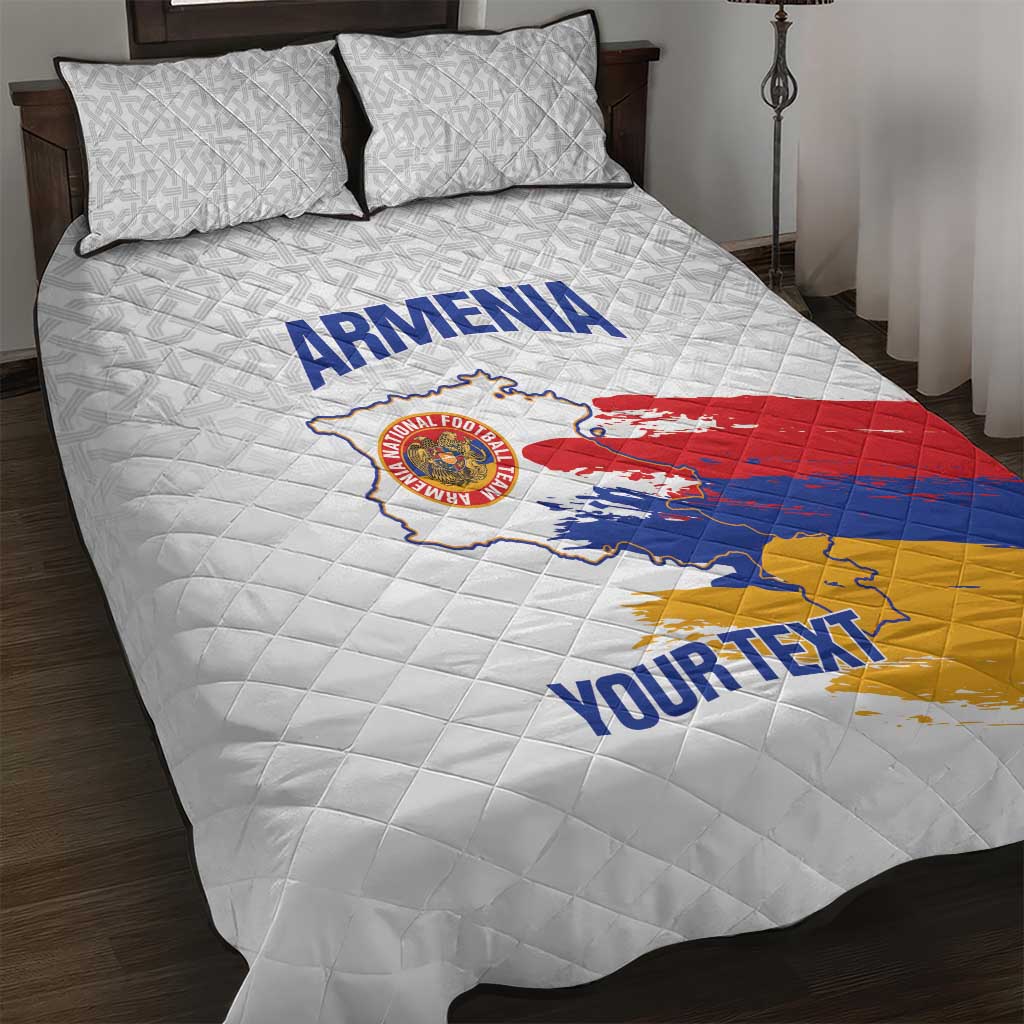 Custom Armenia Football Quilt Bed Set Armenian Map Knot Pattern
