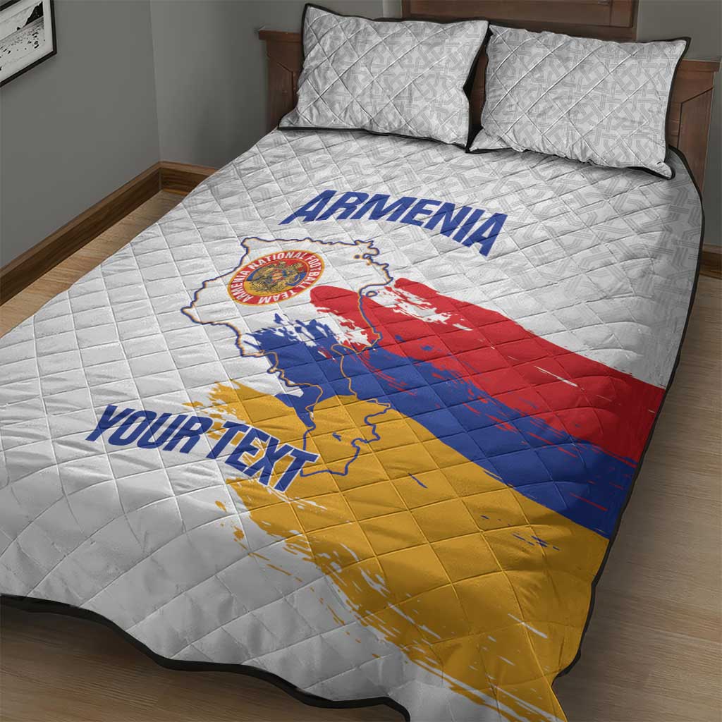 Custom Armenia Football Quilt Bed Set Armenian Map Knot Pattern