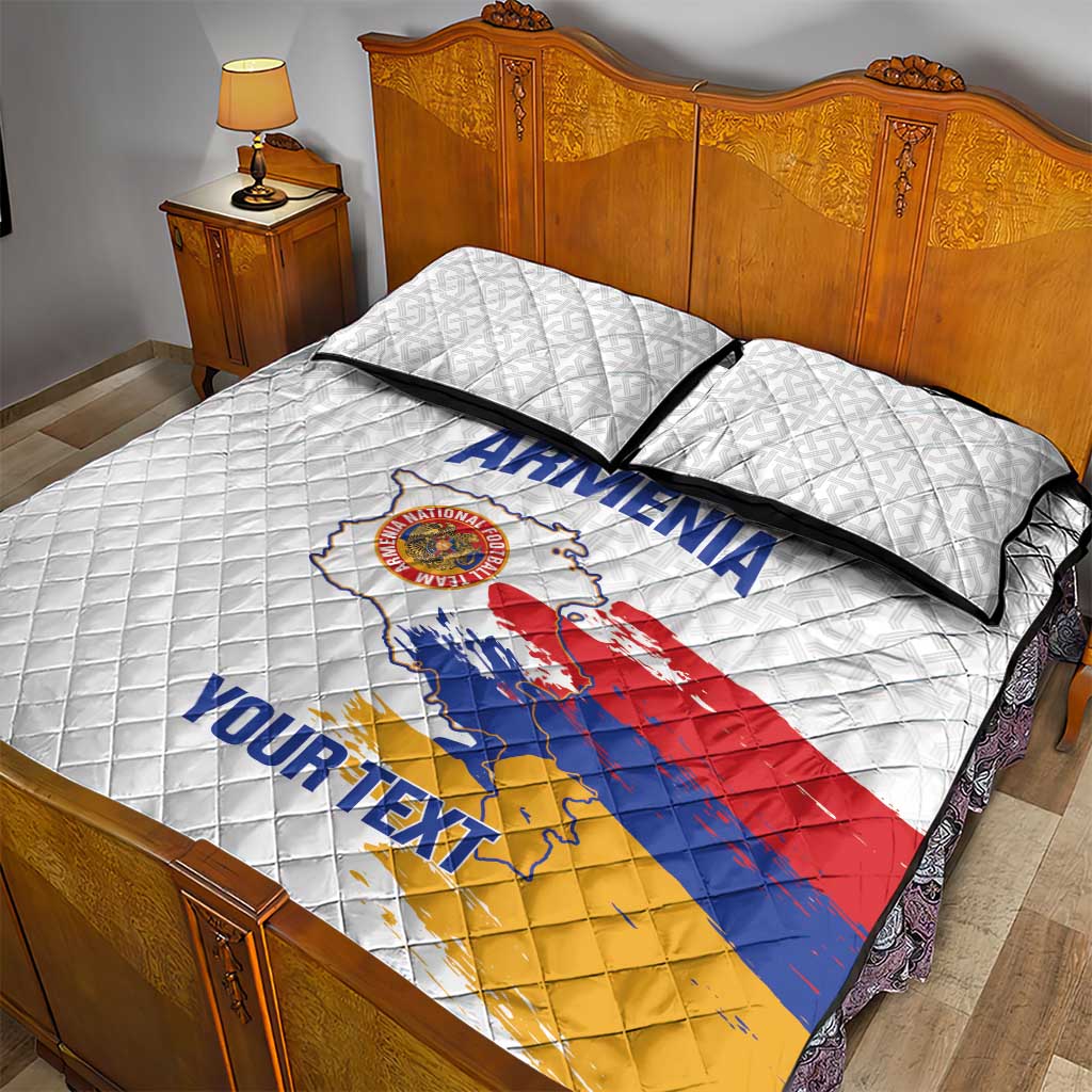 Custom Armenia Football Quilt Bed Set Armenian Map Knot Pattern