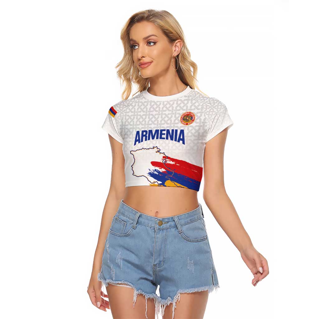 Custom Armenia Football Raglan Cropped T Shirt Armenian Map Knot Pattern