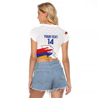 Custom Armenia Football Raglan Cropped T Shirt Armenian Map Knot Pattern