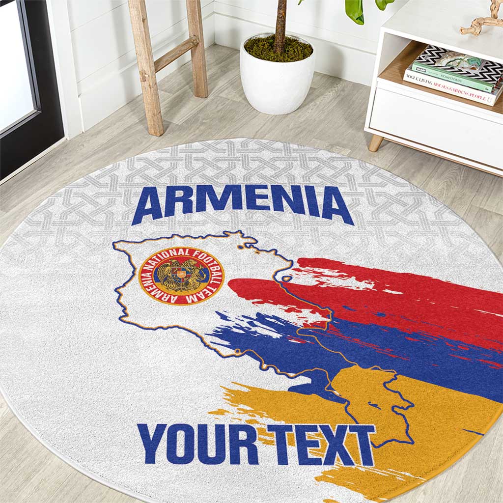 Custom Armenia Football Round Carpet Armenian Map Knot Pattern
