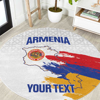Custom Armenia Football Round Carpet Armenian Map Knot Pattern