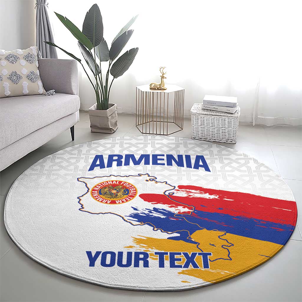 Custom Armenia Football Round Carpet Armenian Map Knot Pattern