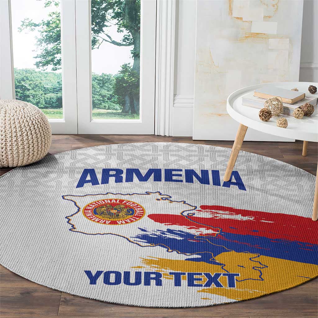 Custom Armenia Football Round Carpet Armenian Map Knot Pattern