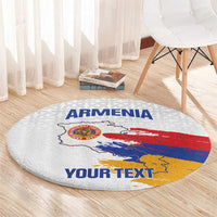 Custom Armenia Football Round Carpet Armenian Map Knot Pattern