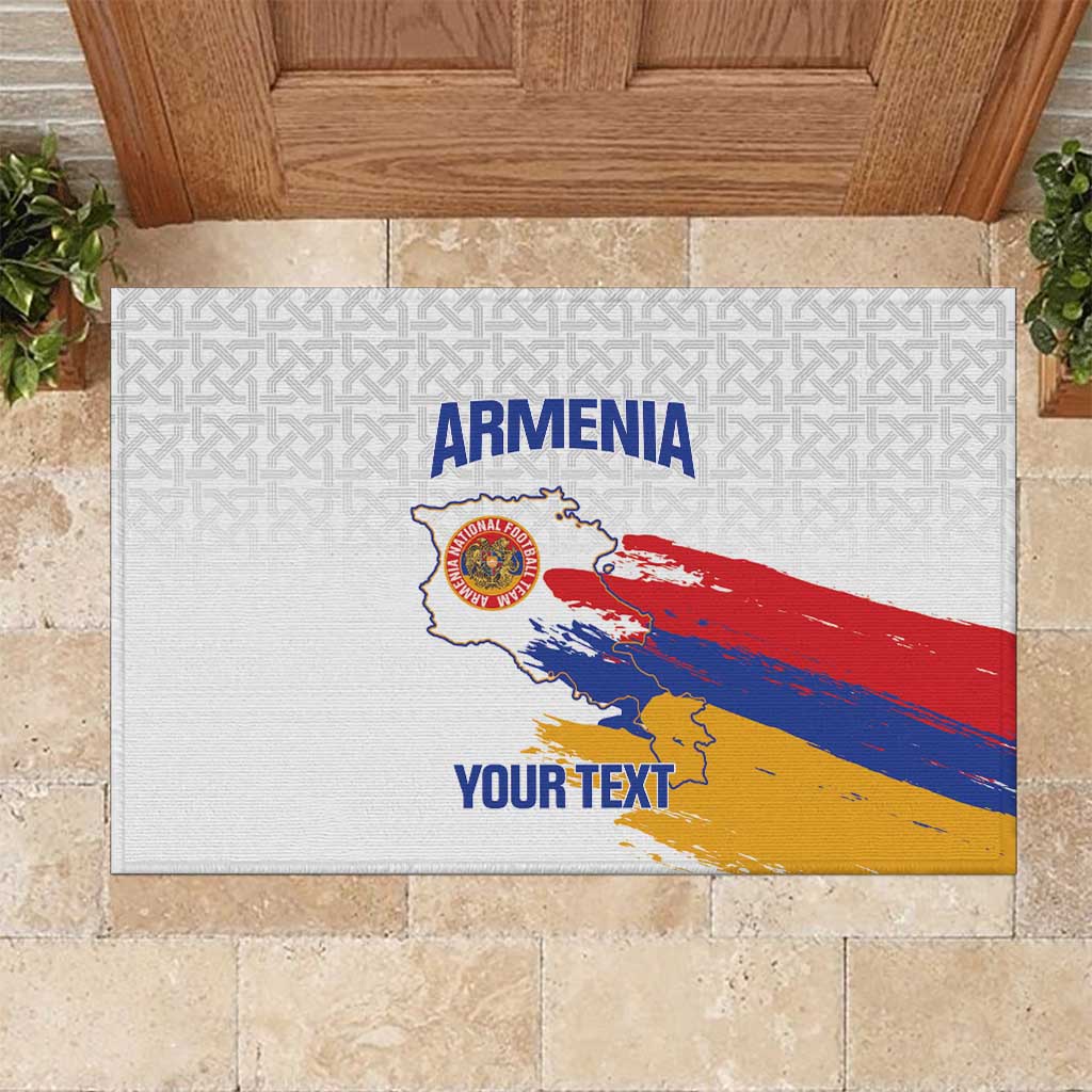 Custom Armenia Football Rubber Doormat Armenian Map Knot Pattern