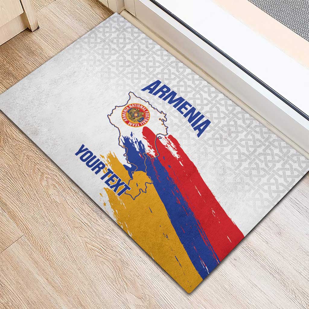 Custom Armenia Football Rubber Doormat Armenian Map Knot Pattern