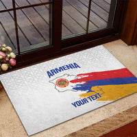 Custom Armenia Football Rubber Doormat Armenian Map Knot Pattern
