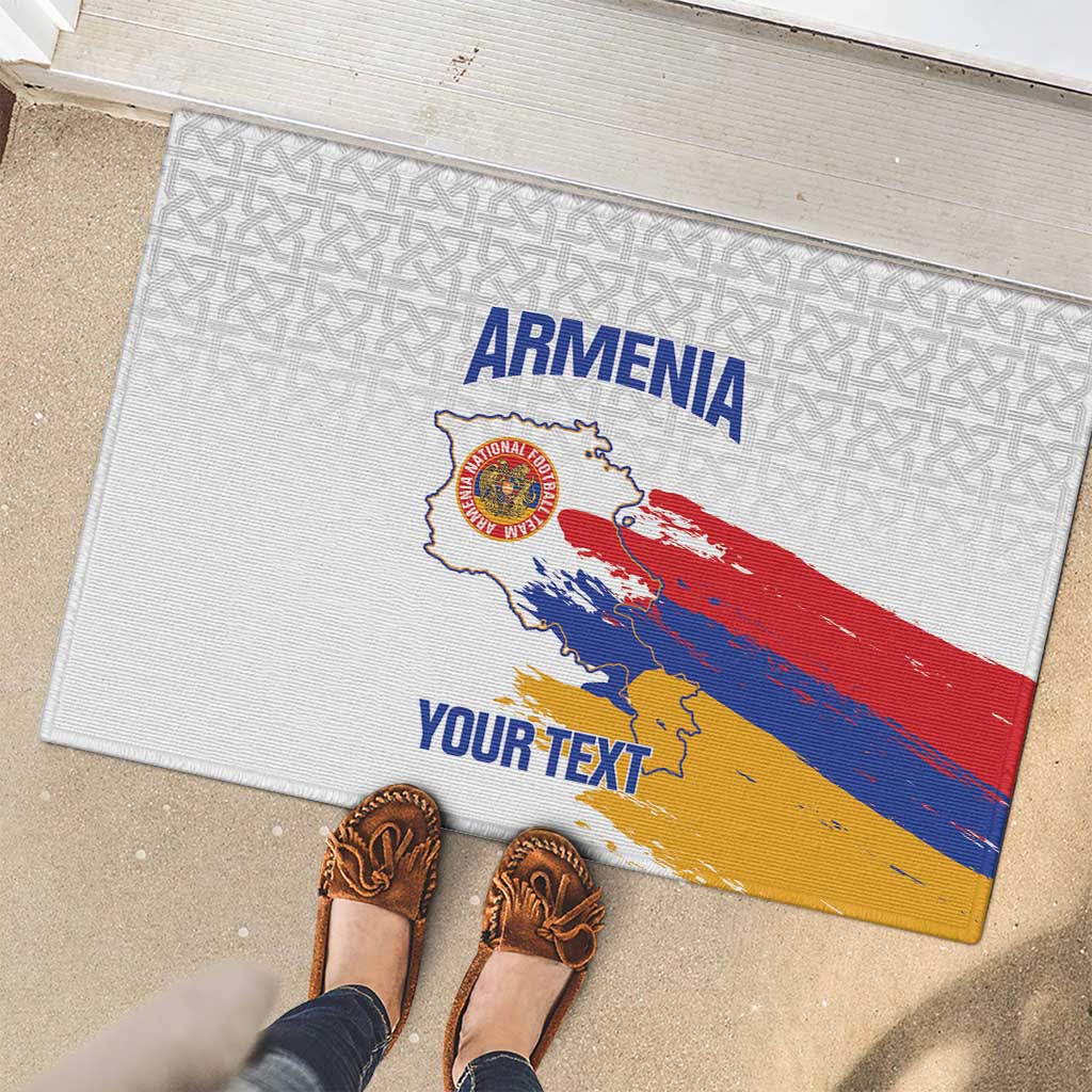Custom Armenia Football Rubber Doormat Armenian Map Knot Pattern