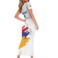 Custom Armenia Football Short Sleeve Bodycon Dress Armenian Map Knot Pattern