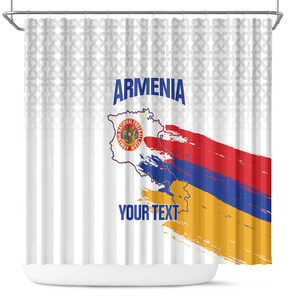 Custom Armenia Football Shower Curtain Armenian Map Knot Pattern