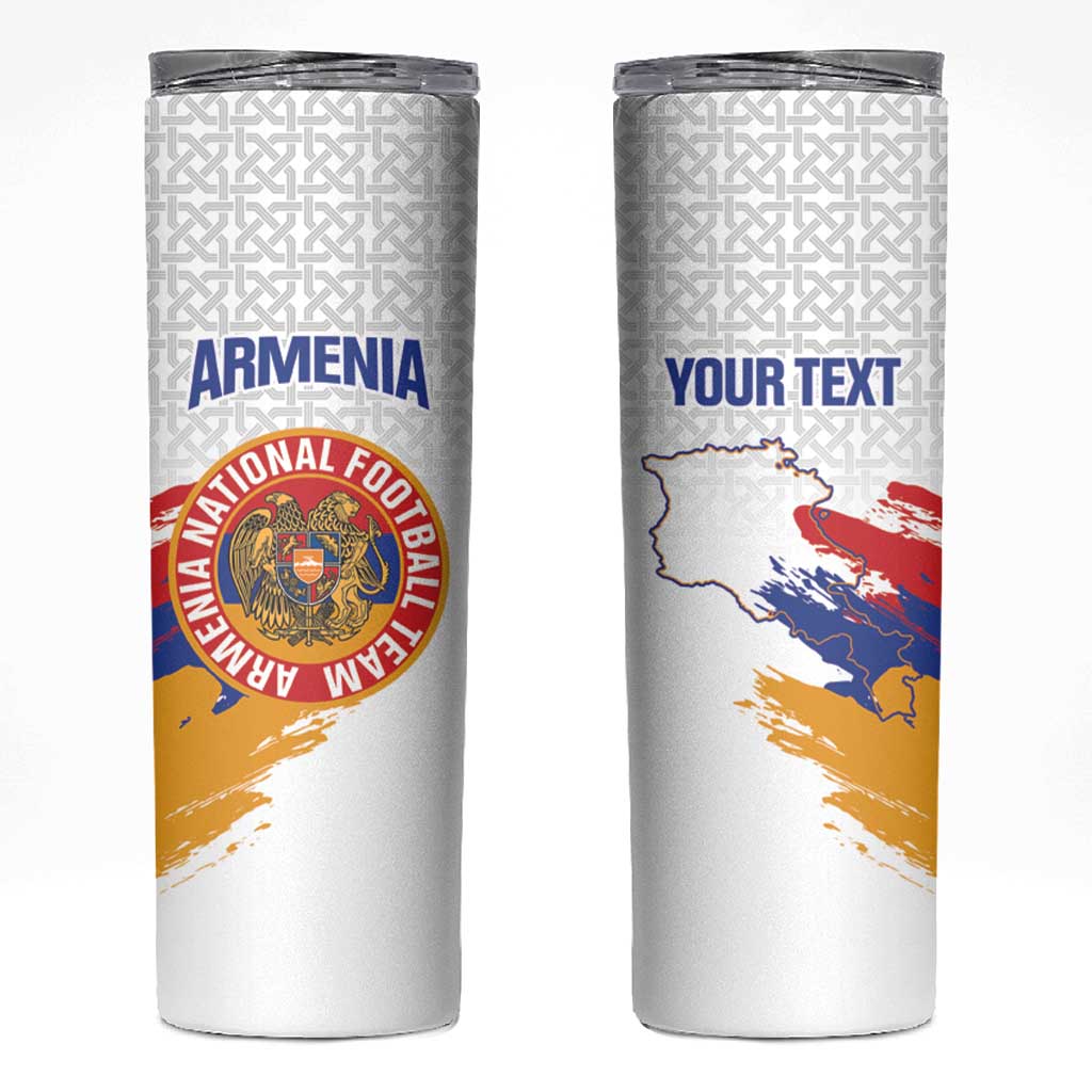 Custom Armenia Football Skinny Tumbler Armenian Map Knot Pattern