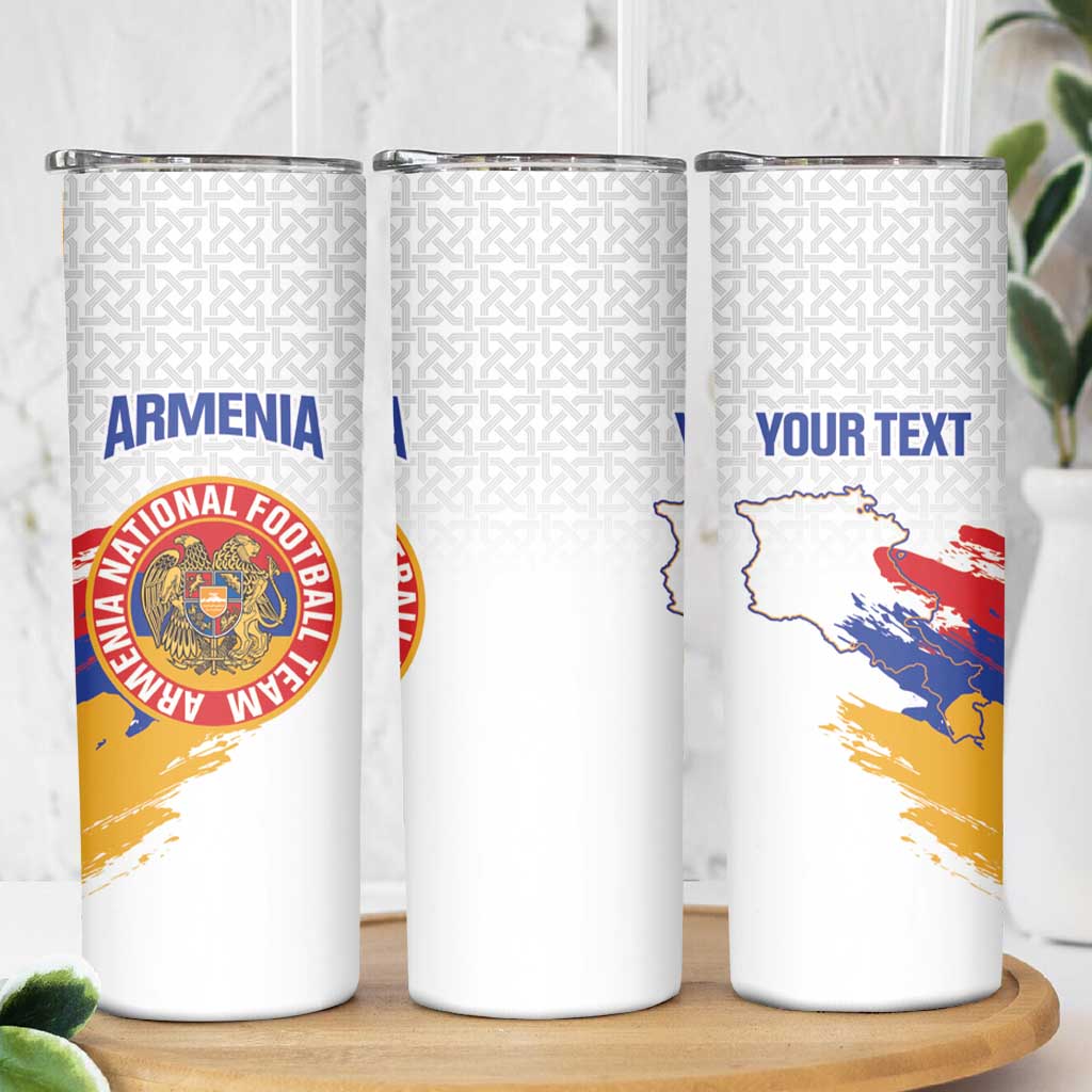 Custom Armenia Football Skinny Tumbler Armenian Map Knot Pattern