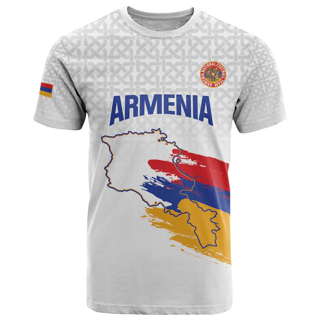 Custom Armenia Football T Shirt Armenian Map Knot Pattern