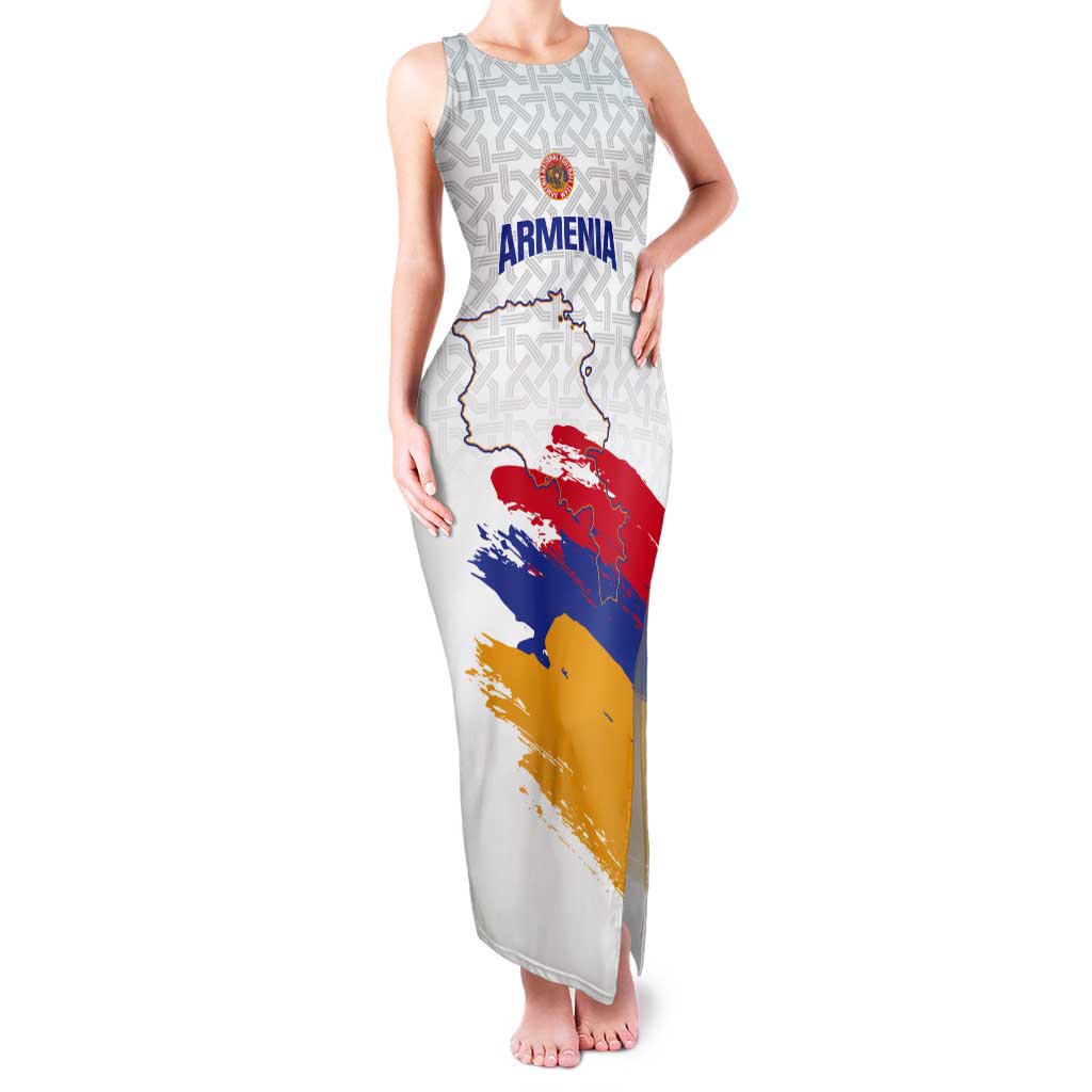 Custom Armenia Football Tank Maxi Dress Armenian Map Knot Pattern