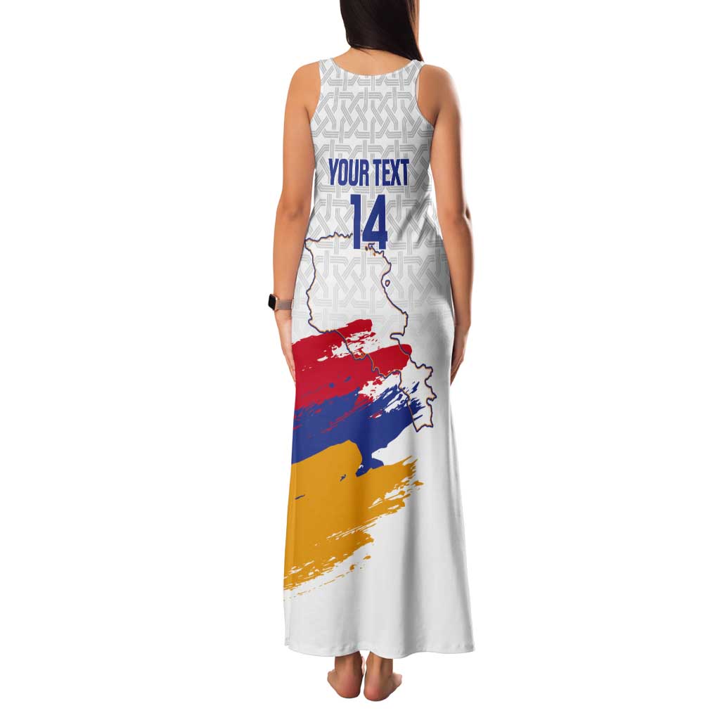 Custom Armenia Football Tank Maxi Dress Armenian Map Knot Pattern