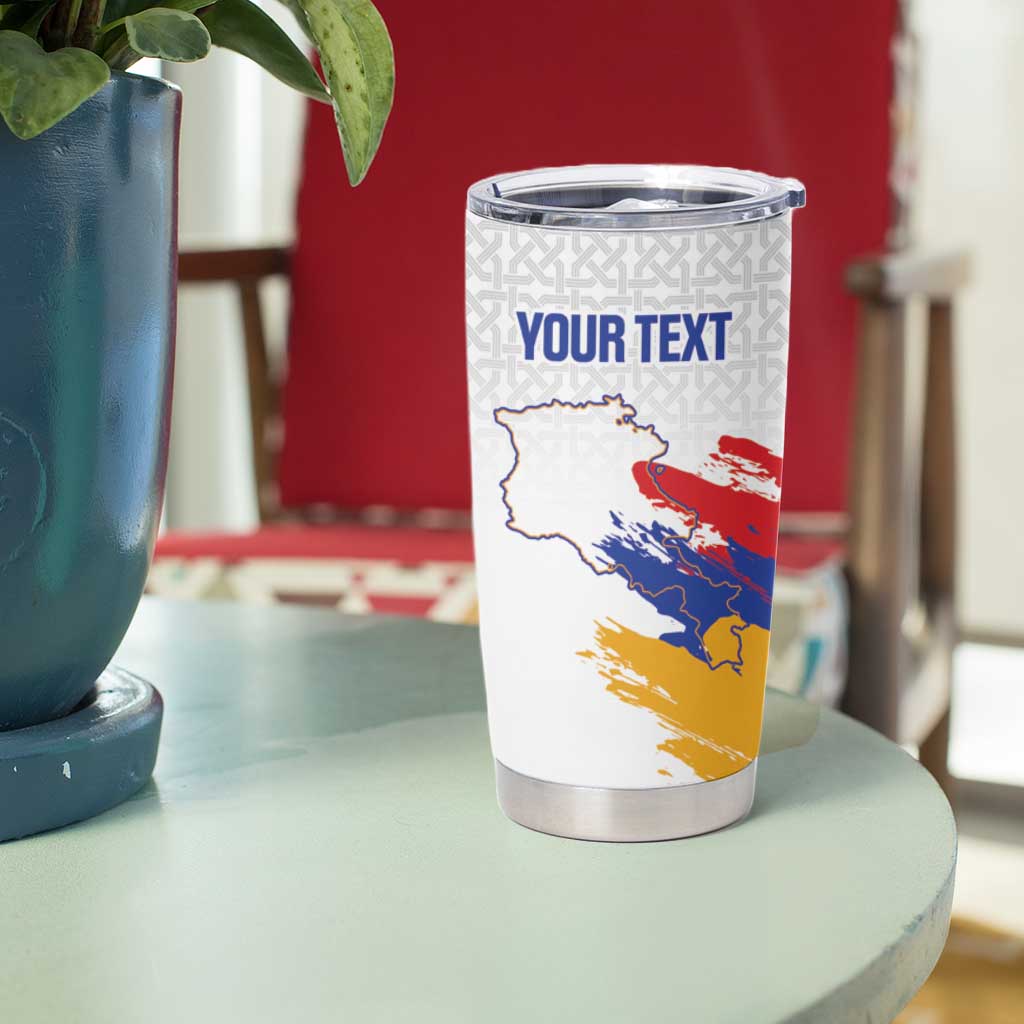 Custom Armenia Football Tumbler Cup Armenian Map Knot Pattern