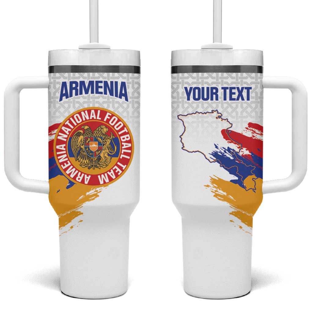 Custom Armenia Football Tumbler With Handle Armenian Map Knot Pattern