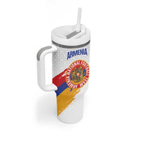 Custom Armenia Football Tumbler With Handle Armenian Map Knot Pattern