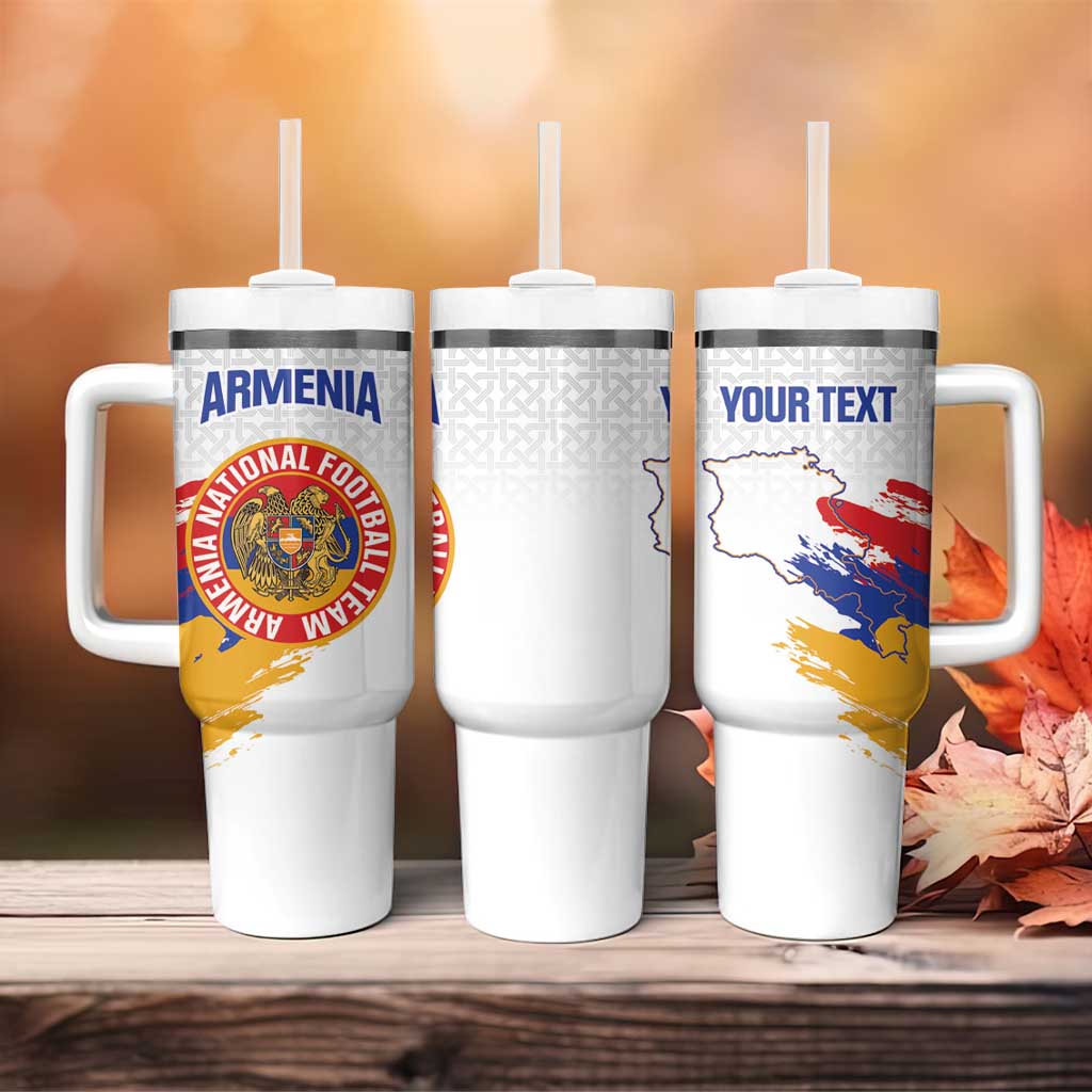Custom Armenia Football Tumbler With Handle Armenian Map Knot Pattern