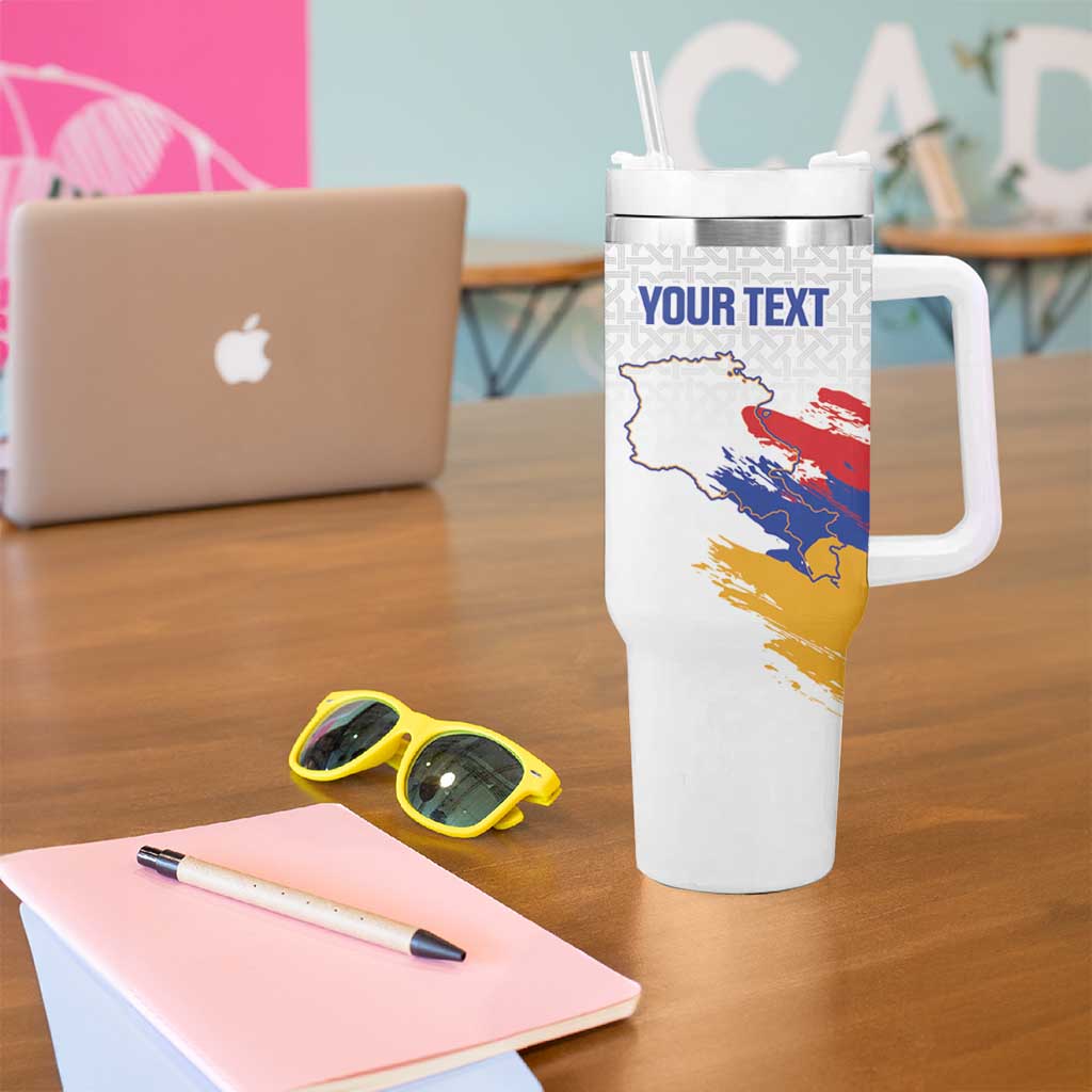 Custom Armenia Football Tumbler With Handle Armenian Map Knot Pattern
