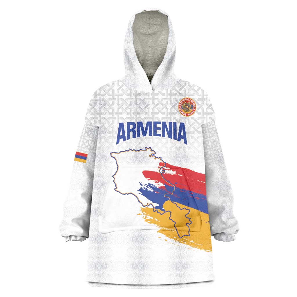 Custom Armenia Football Wearable Blanket Hoodie Armenian Map Knot Pattern