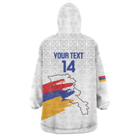Custom Armenia Football Wearable Blanket Hoodie Armenian Map Knot Pattern