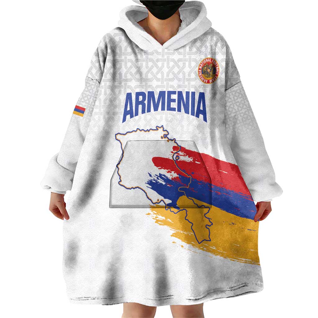 Custom Armenia Football Wearable Blanket Hoodie Armenian Map Knot Pattern