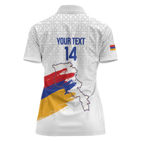 Custom Armenia Football Women Polo Shirt Armenian Map Knot Pattern