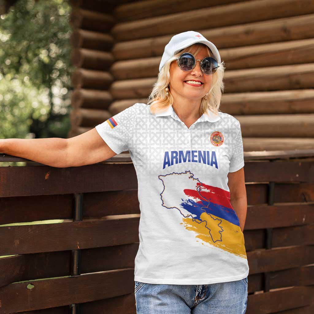 Custom Armenia Football Women Polo Shirt Armenian Map Knot Pattern