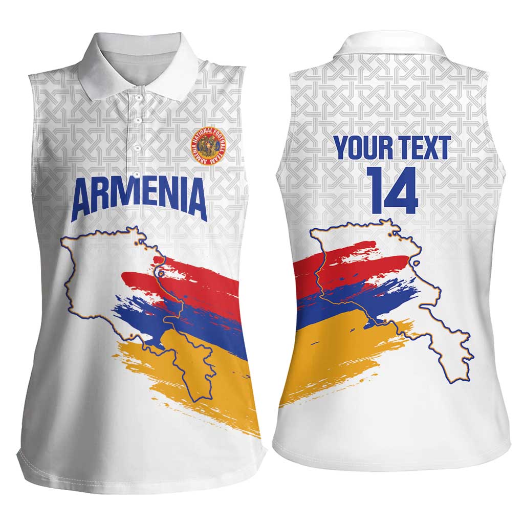 Custom Armenia Football Women Sleeveless Polo Shirt Armenian Map Knot Pattern