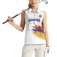 Custom Armenia Football Women Sleeveless Polo Shirt Armenian Map Knot Pattern