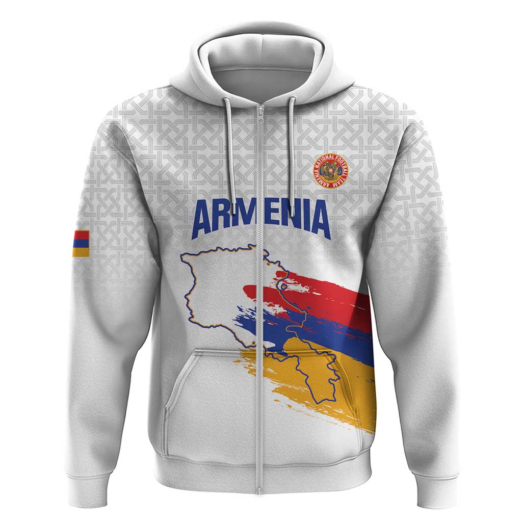 Custom Armenia Football Zip Hoodie Armenian Map Knot Pattern