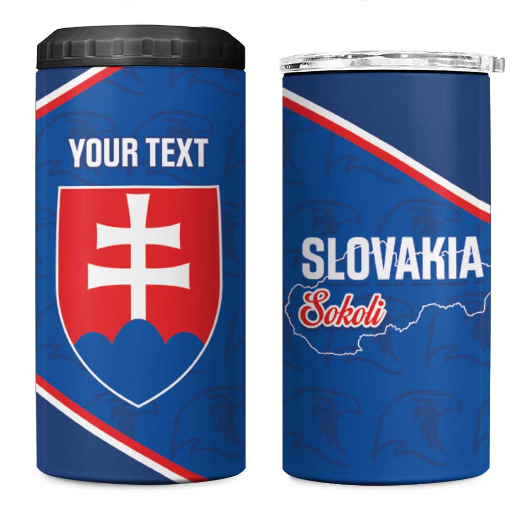 Custom Slovakia Football 4 in 1 Can Cooler Tumbler Come On Sokoli Falcon Pattern