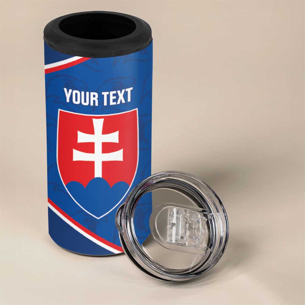 Custom Slovakia Football 4 in 1 Can Cooler Tumbler Come On Sokoli Falcon Pattern