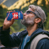 Custom Slovakia Football 4 in 1 Can Cooler Tumbler Come On Sokoli Falcon Pattern