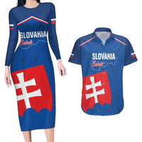 Custom Slovakia Football Couples Matching Long Sleeve Bodycon Dress and Hawaiian Shirt Come On Sokoli Falcon Pattern