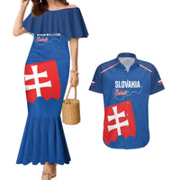 Custom Slovakia Football Couples Matching Mermaid Dress and Hawaiian Shirt Come On Sokoli Falcon Pattern