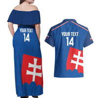 Custom Slovakia Football Couples Matching Off Shoulder Maxi Dress and Hawaiian Shirt Come On Sokoli Falcon Pattern