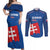 Custom Slovakia Football Couples Matching Off Shoulder Maxi Dress and Long Sleeve Button Shirt Come On Sokoli Falcon Pattern