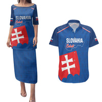 Custom Slovakia Football Couples Matching Puletasi and Hawaiian Shirt Come On Sokoli Falcon Pattern