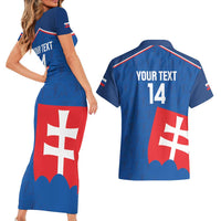Custom Slovakia Football Couples Matching Short Sleeve Bodycon Dress and Hawaiian Shirt Come On Sokoli Falcon Pattern