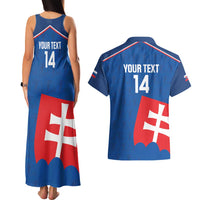 Custom Slovakia Football Couples Matching Tank Maxi Dress and Hawaiian Shirt Come On Sokoli Falcon Pattern