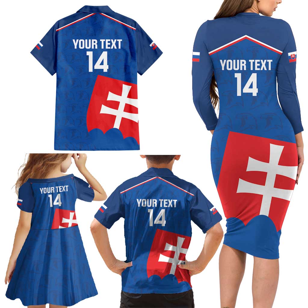 Custom Slovakia Football Family Matching Long Sleeve Bodycon Dress and Hawaiian Shirt Come On Sokoli Falcon Pattern
